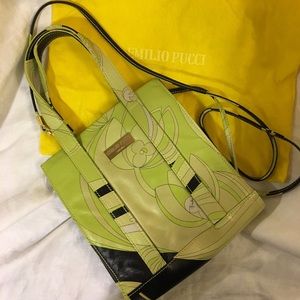Emilio Pucci Cross Body Bag Green 100% Authentic